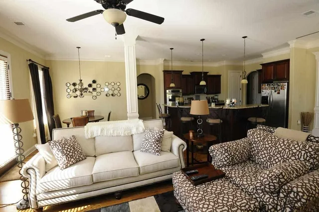 a living room with furniture