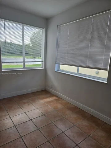 a view of a small space with a window