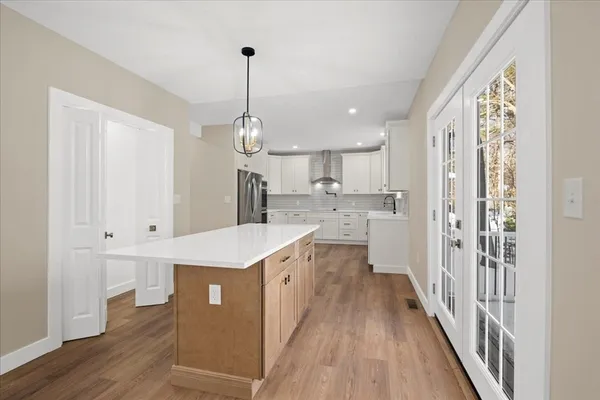 a large kitchen with a lot of counter space