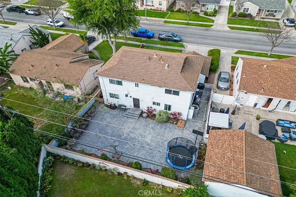 aerial view of a house with garden view