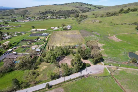 a view of a lush green hillside and houses
