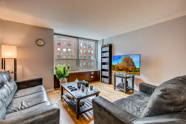 720 West Gordon Terrace, Unit 5B Chicago, IL 60613 - Photo 3 of 20 a living room with furniture and a flat screen tv