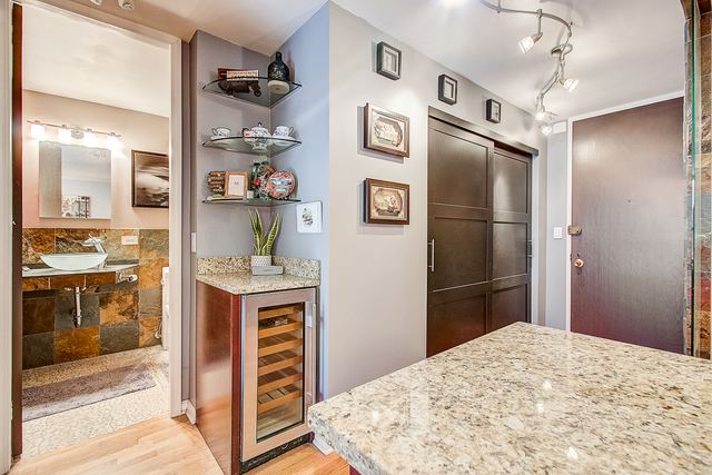 720 West Gordon Terrace, Unit 5B Chicago, IL 60613 - Photo 7 of 20 a kitchen with stainless steel appliances granite countertop a refrigerator and a stove
