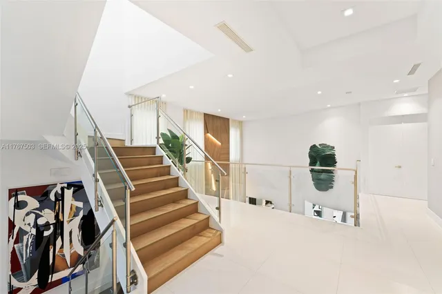 a view of a livingroom with a staircase
