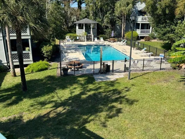 a view of a lake with a mountain in the background