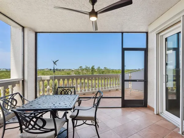 a view of a balcony with lake view