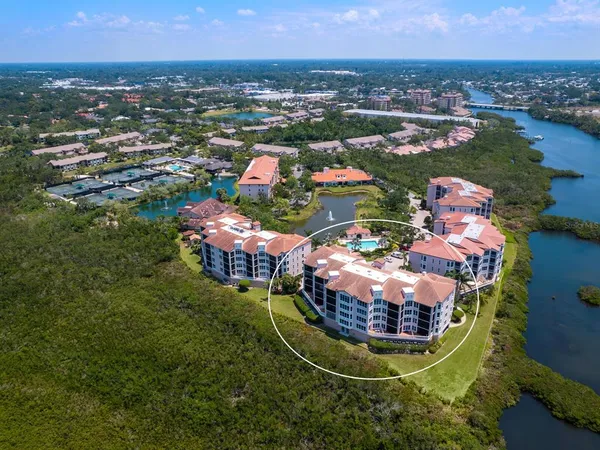 an aerial view of a house