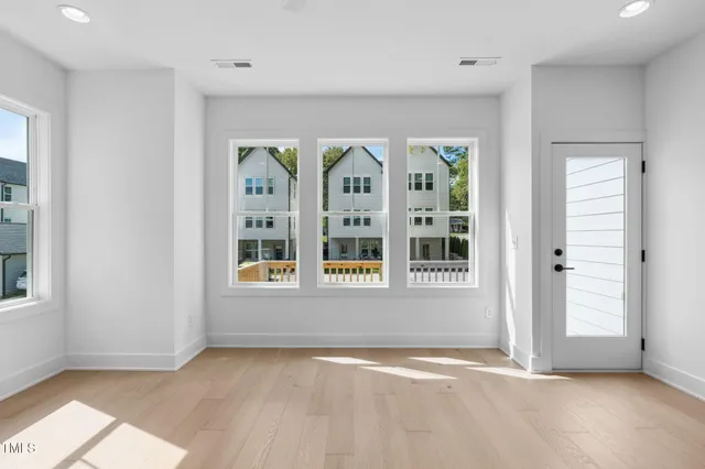 an empty room with windows