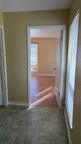 a view of small space with a door