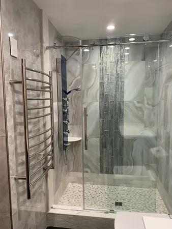a bathroom with a shower