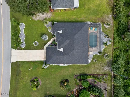 an aerial view of a house
