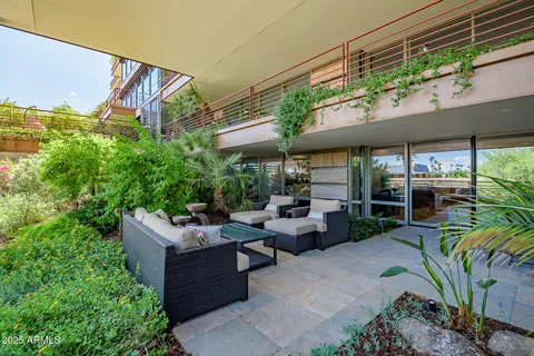 a view of an outdoor sitting area