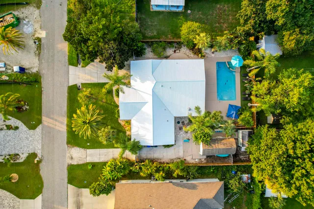 an aerial view of a house