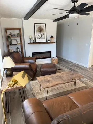 a living room with furniture and a couch