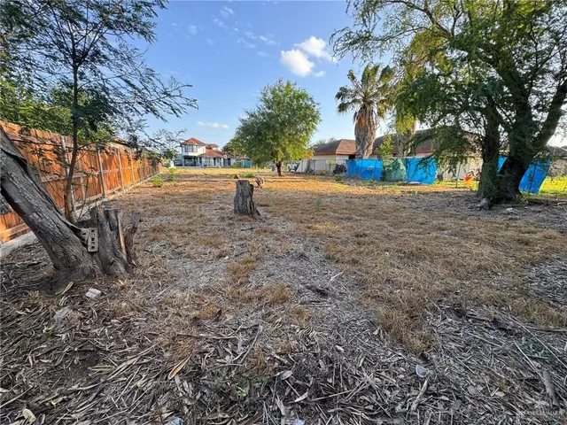 a view of road with large trees