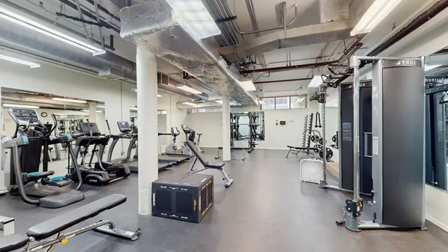 a view of a room with gym equipment