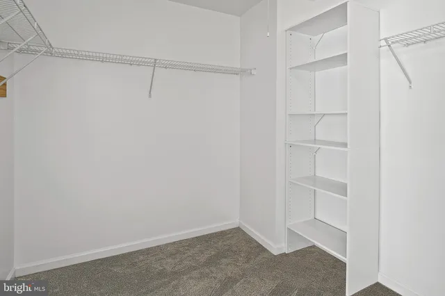 a view of an empty walk in closet
