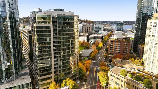 a view of a city with tall buildings