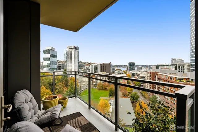a view of a balcony with lake view