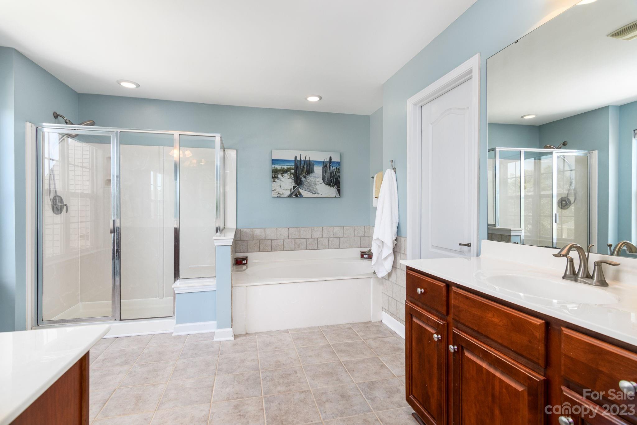 582 Evening Mist Drive Fort Mill, SC 29708 - Photo 19 of 31 a spacious bathroom with a shower sink and mirror