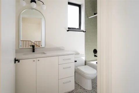 a bathroom with a bathtub