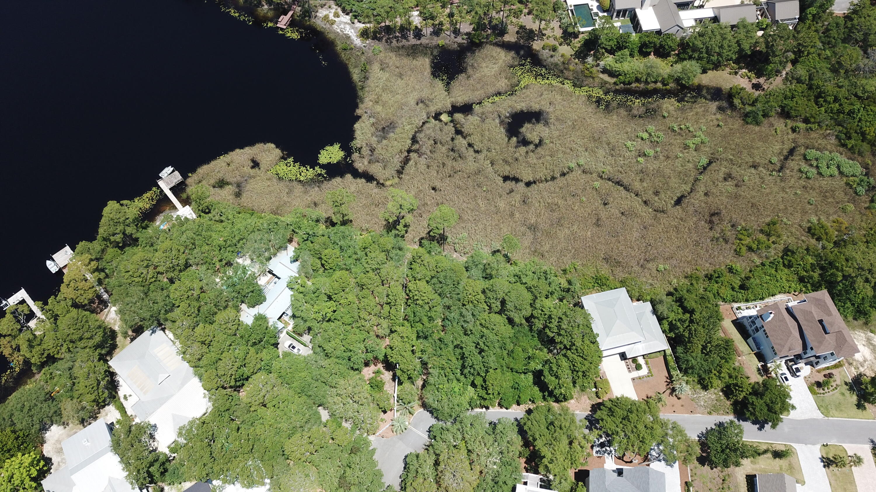 Lot 2 Cove Creek Ln Inlet Beach Inlet Beach, FL 32461 - Photo 20 of 23 an aerial view of a house with a yard and lake view