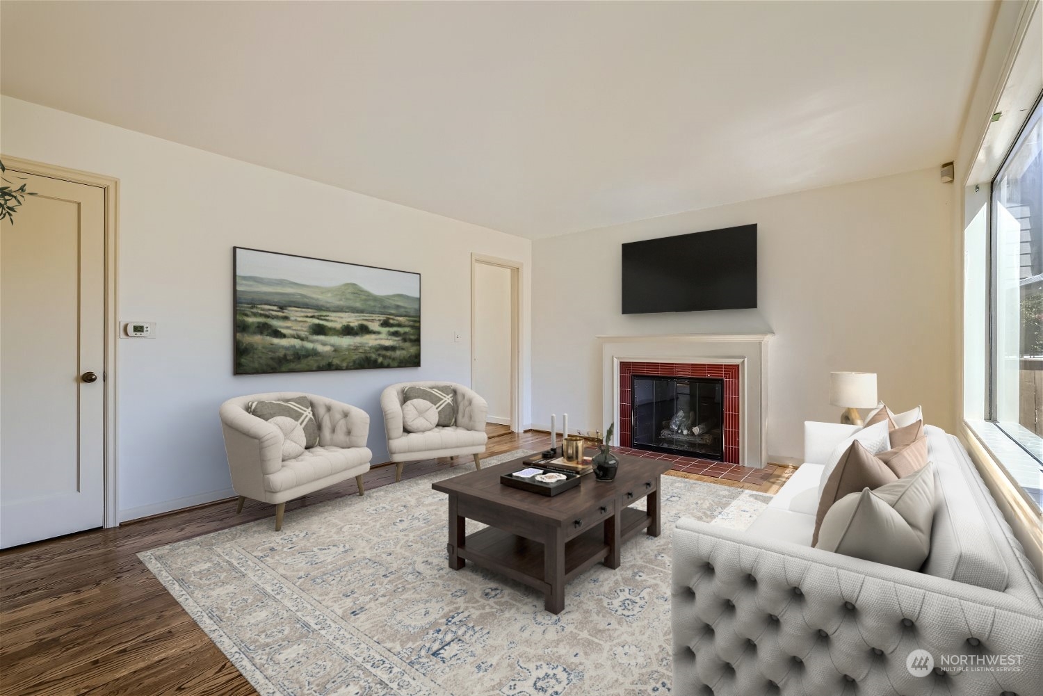 730 North 67th Street Seattle, WA 98103 - Photo 7 of 37 a living room with furniture and a fireplace