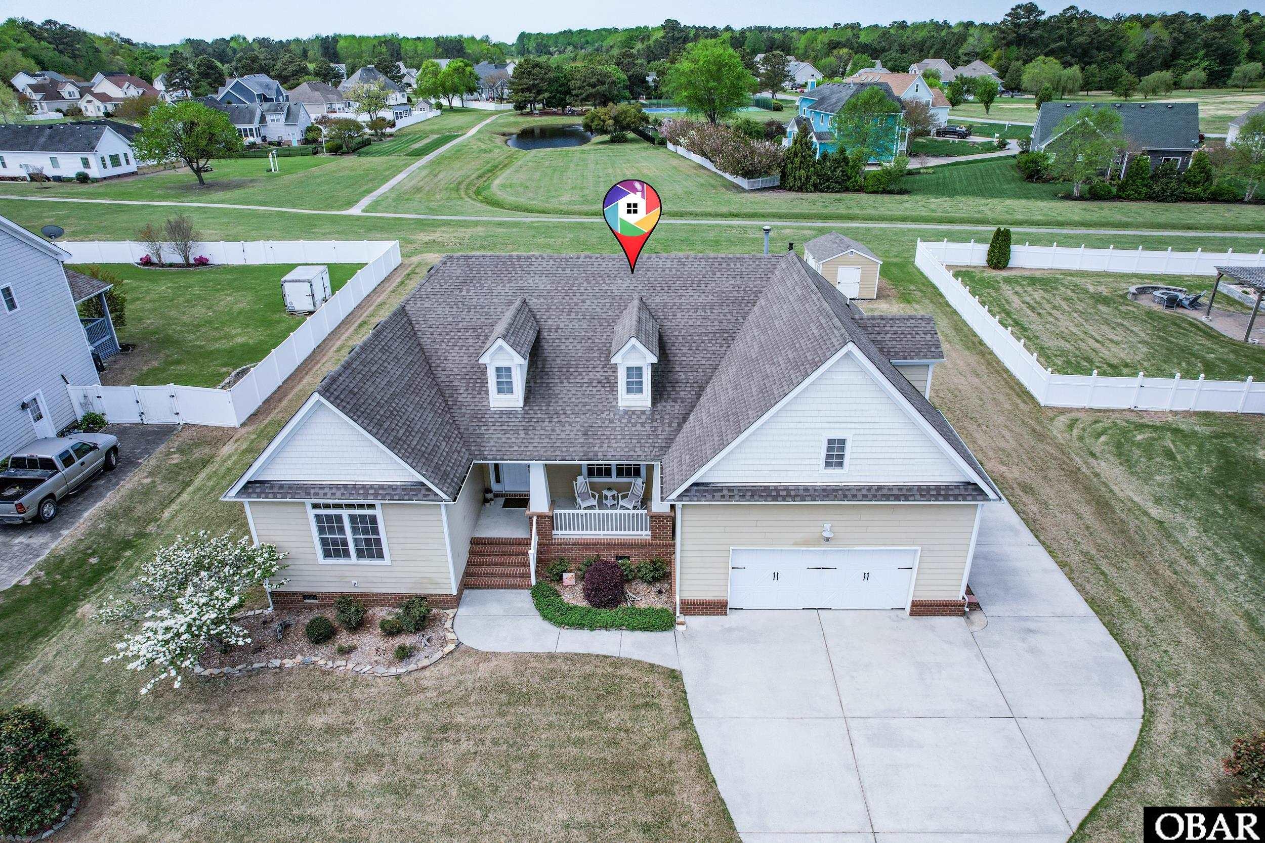 122 Bayside Drive Moyock, NC 27958 - Photo 34 of 34 Aerial View with Pond and Fountain