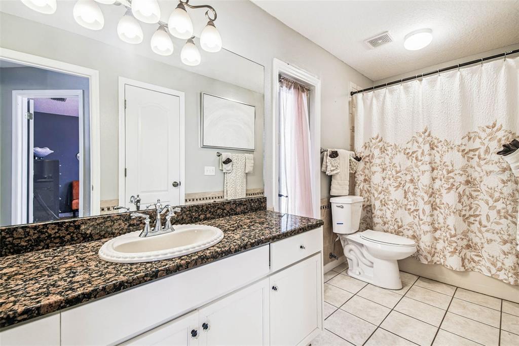 9804 Ocasta Street Riverview, FL 33569 - Photo 45 of 80 a bathroom with a granite countertop sink a toilet and a mirror