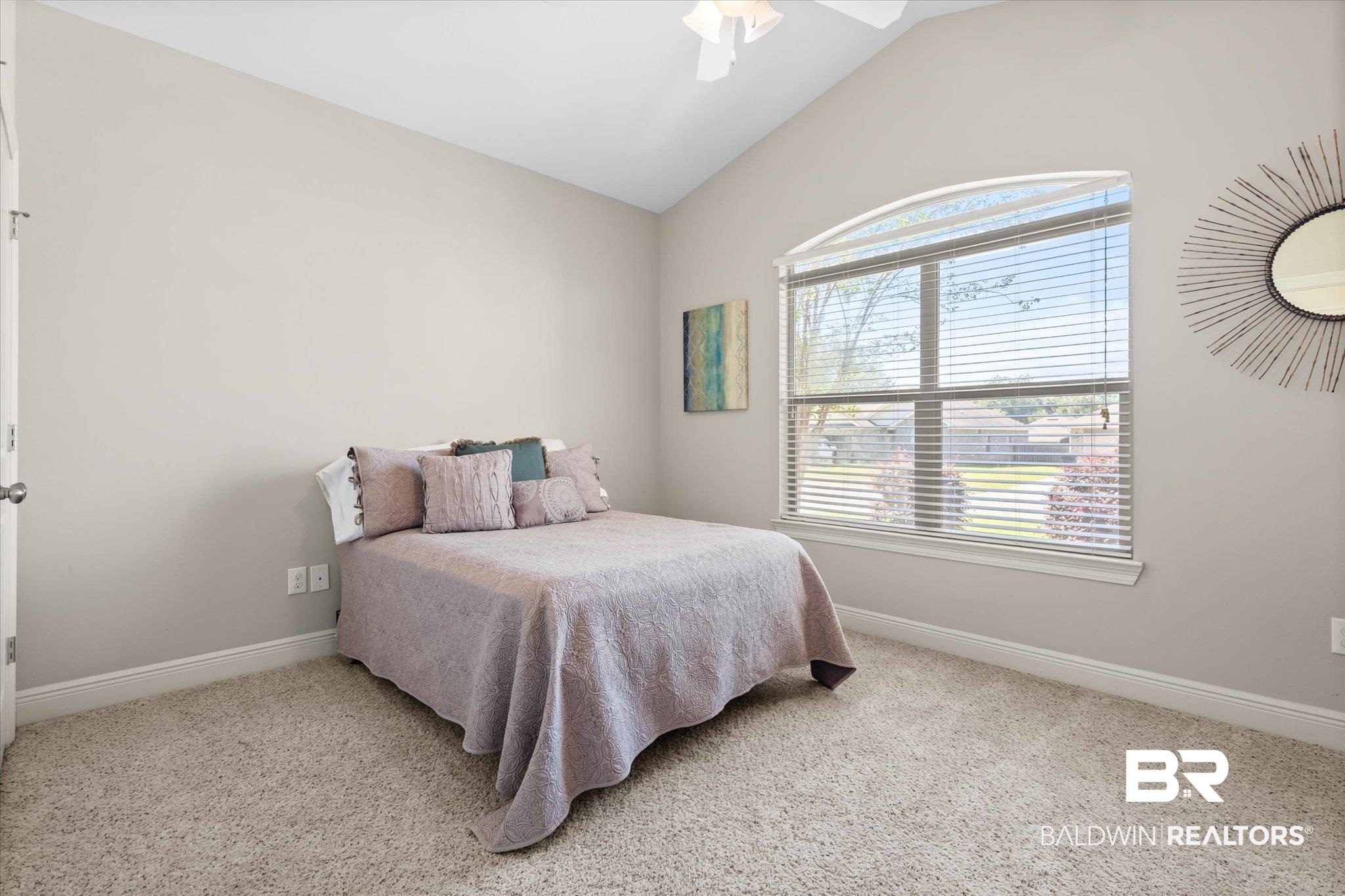 22640 Nana Loop East Silverhill, AL 36576 - Photo 11 of 46 Carpeted bedroom with ceiling fan and vaulted ceiling