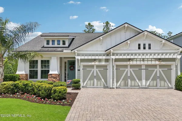 front view of a house with an outdoor space