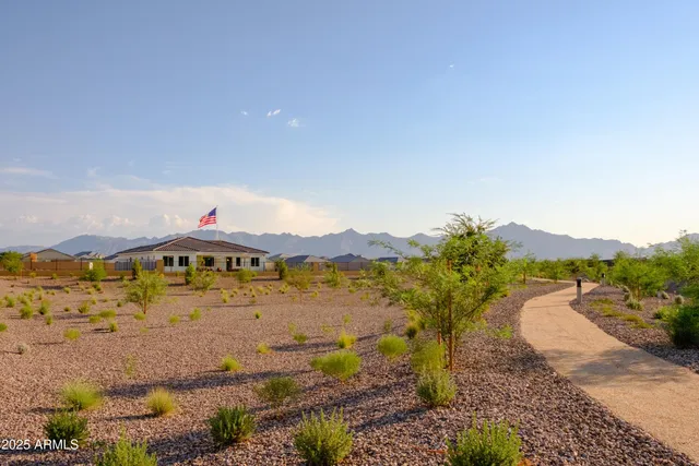 a view of an outdoor space with mountain view