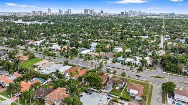 a view of a city with tall buildings