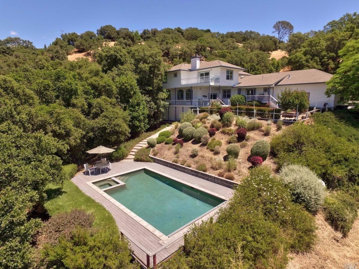 an aerial view of a house