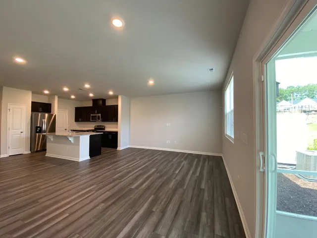a view of a porch and garden