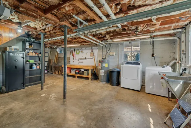 a view of a storage room with racks