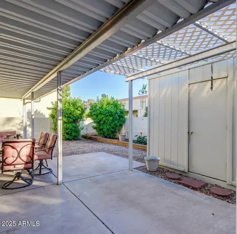 a house view with a outdoor space