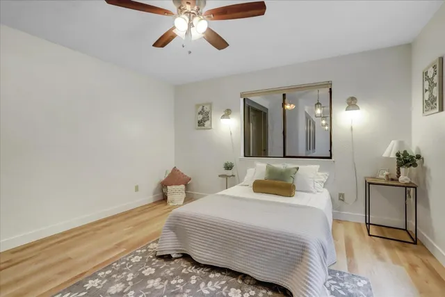 a backyard of a house with garden and patio