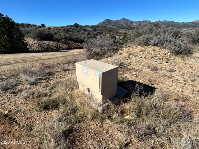 a view of a dry yard with mountain