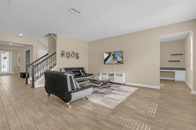 a living room with furniture