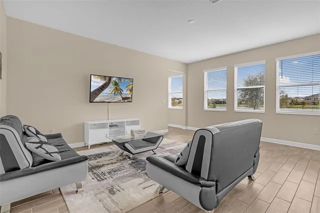 a living room with furniture