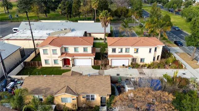 an aerial view of multiple houses