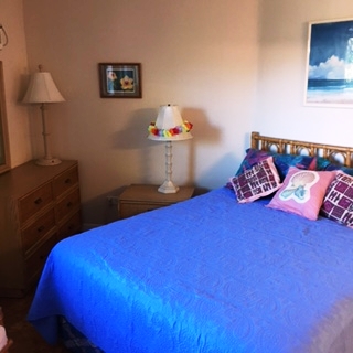 1032 South Kihei Road, Unit A203 Kihei, HI 96753 - Photo 6 of 13 a bedroom with a bed and a lamp on dresser
