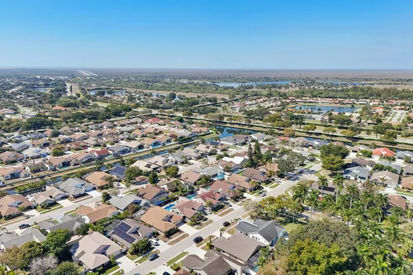a view of an ocean and a yard