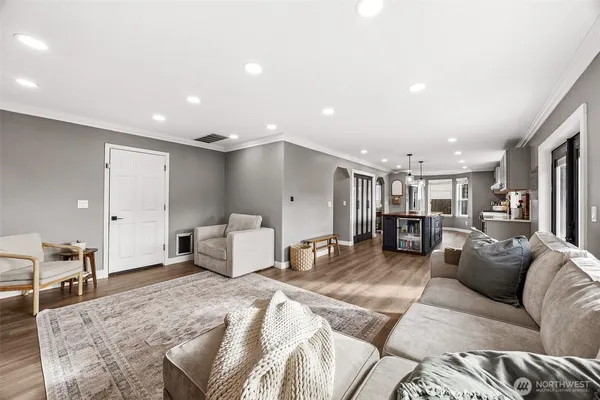 a living room with furniture and a couch