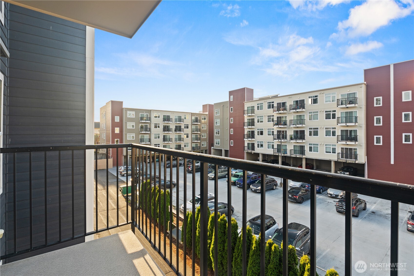 a view of building from balcony