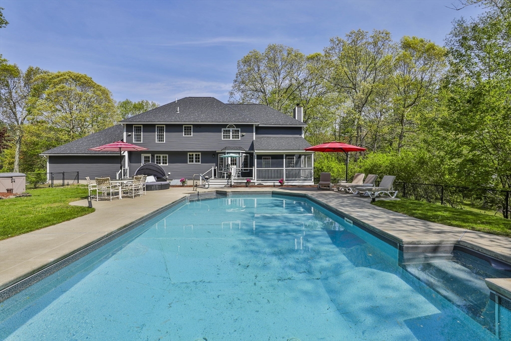 32 Glance Road Windham, NH 03087 - Photo 3 of 42 a swimming pool view with a seating space and a garden view