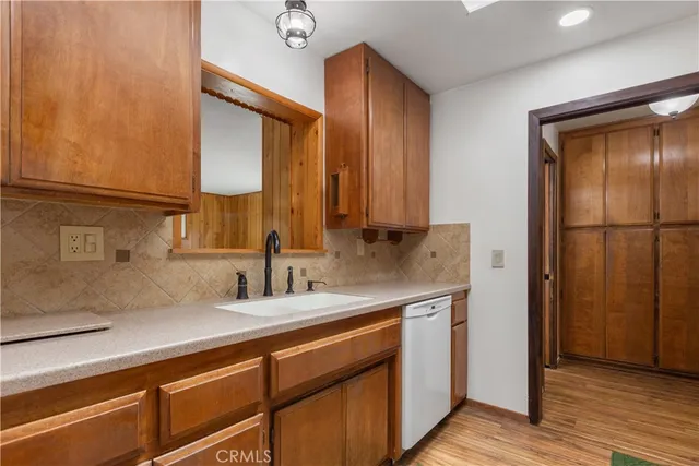 a view of a sink and a mirror