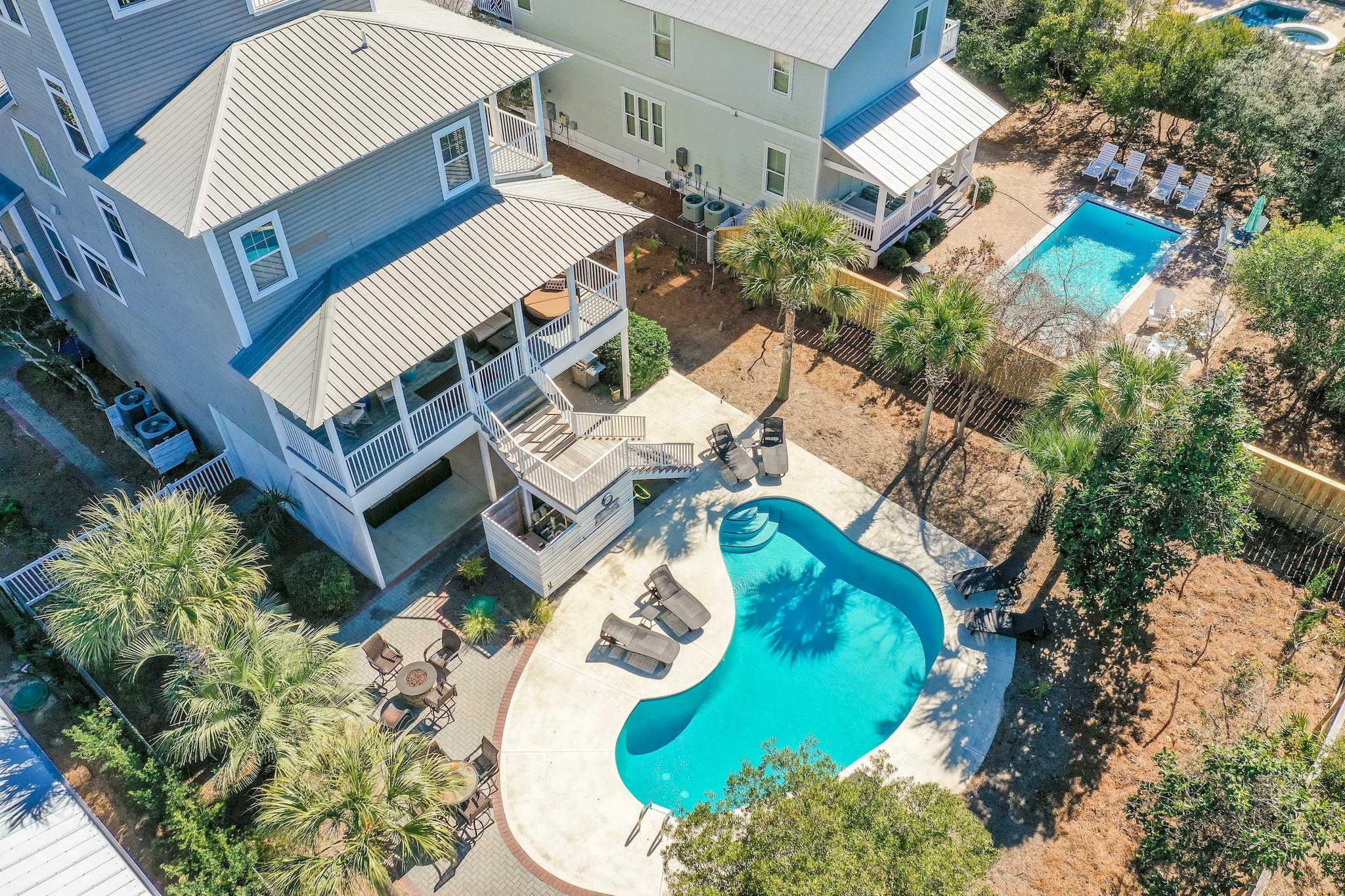 98 Gulf Point Road Santa Rosa Beach, FL 32459 - Photo 8 of 75 an aerial view of a house with a swimming pool and outdoor space