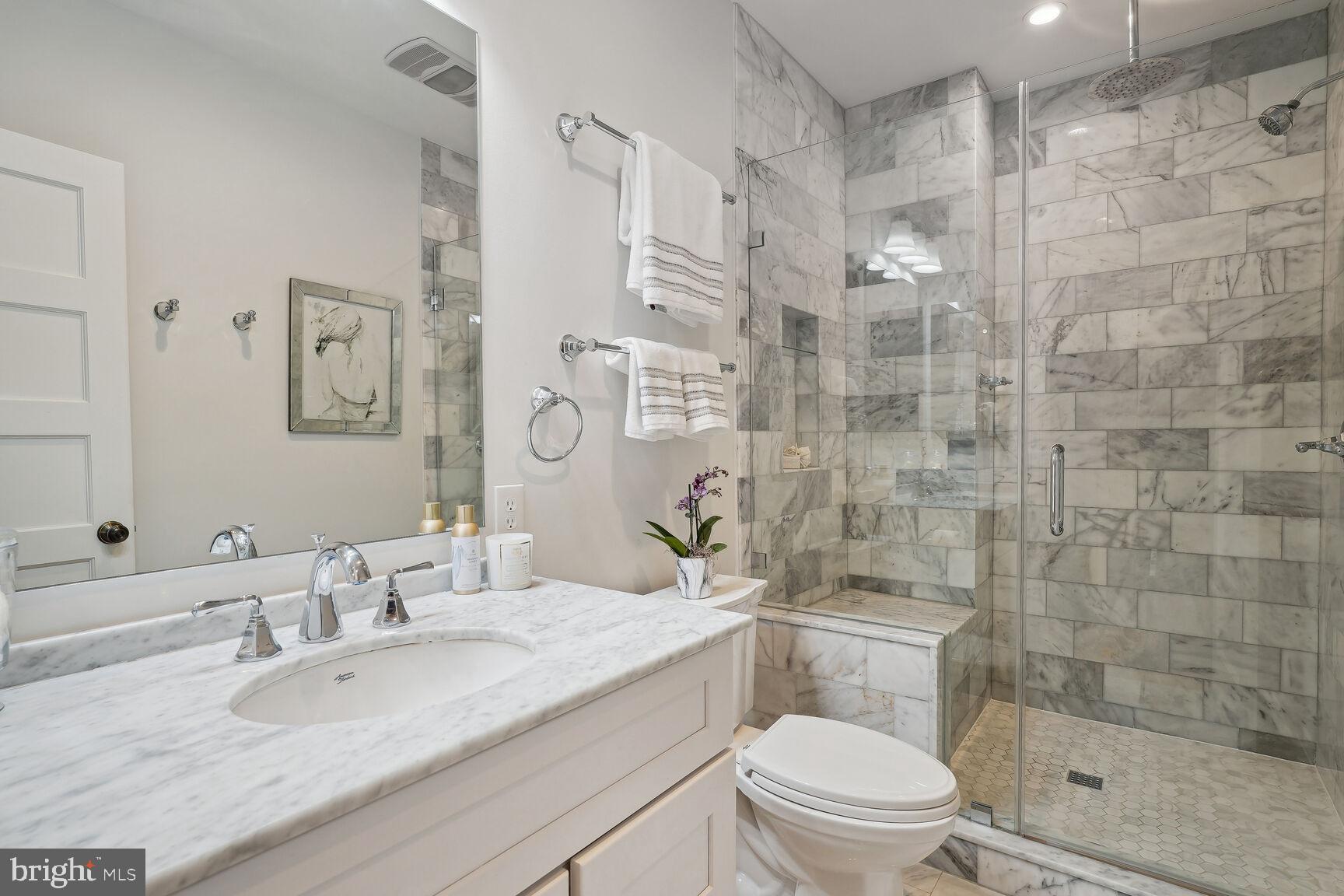 3863 Beecher Street Northwest Washington, DC 20007 - Photo 15 of 19 a bathroom with a sink a toilet and shower